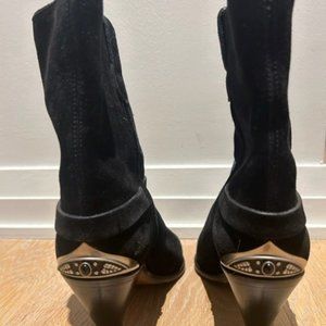 Isabel Boots Marant Lamsy Embellished Black Suede Ankle Boots